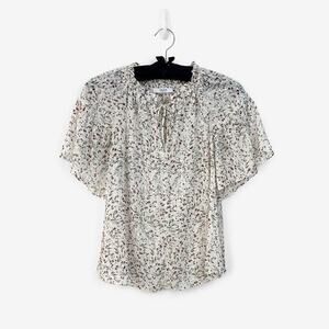Zapa Paris Floral Blouse Size L Cream Flowy‎ Boho Romantic French Girl Summer
